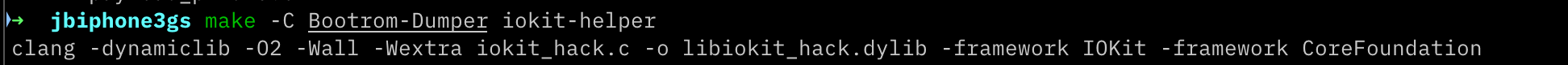 Compiling the native macOS IOKit helper used for the timed EP0 abort