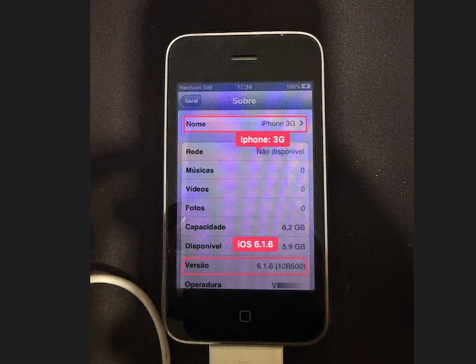 iPhone 3GS running iOS 6.1.6, the device we are targeting
